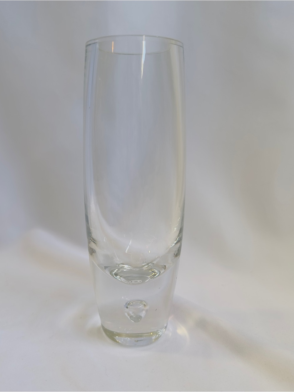 Clear Tall Crystal - Clear Glass Vase Cylindrical Bubbles Thick Heavy Bottom 8"